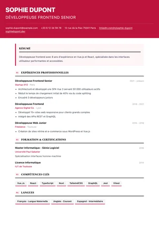 Preview of the Bold resume template