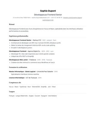 Preview of the Classic resume template