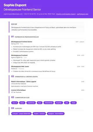Preview of the Creative resume template