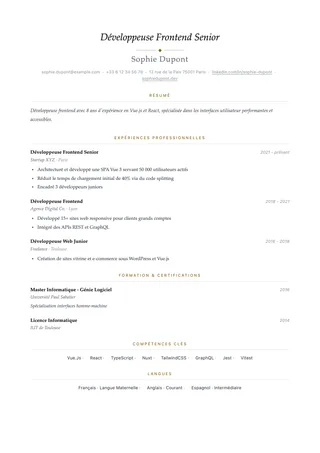 Preview of the Elegant resume template