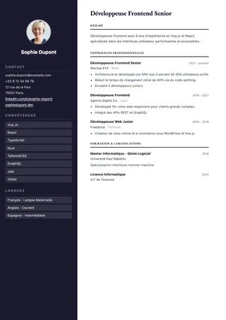 Preview of the Executive resume template