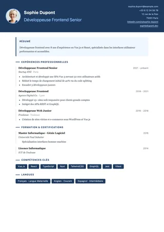 Preview of the Modern resume template