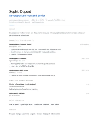 Preview of the Nordic resume template