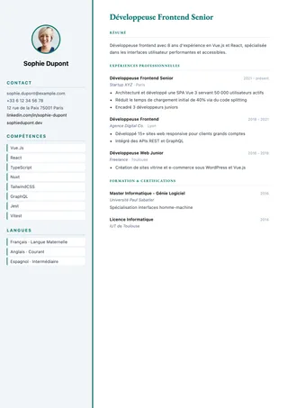 Preview of the Slate resume template
